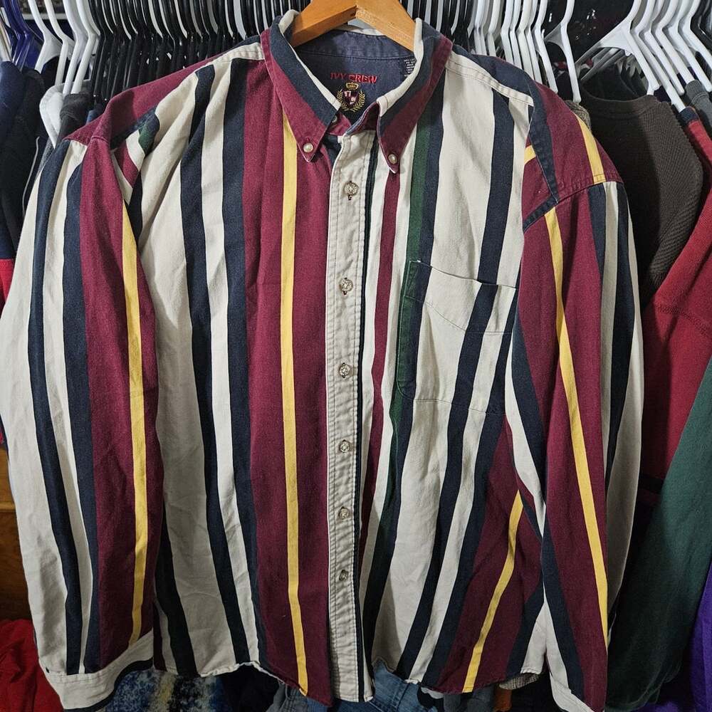 Ivy Crew Long Sleeve Striped Button Down Shirt Size XXL
